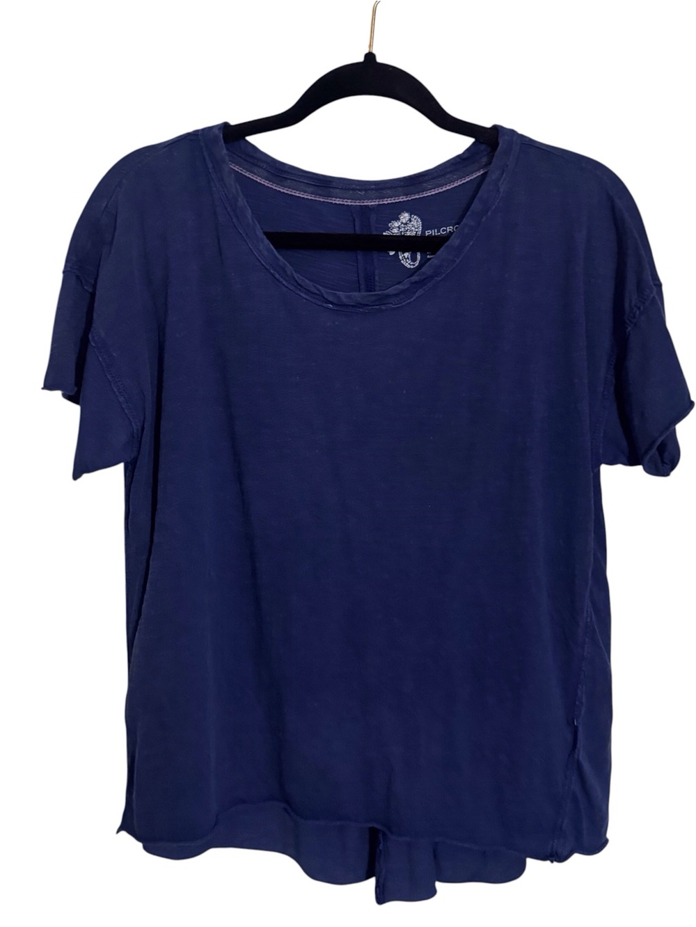 Pilcro Anthro Size Small Dark Blue Casual Top Short Sleeve Cotton Lounge Stretch